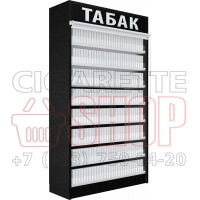 Шкаф для продажи электронных сигарет с рулонной шторкой и восемью уровнями полок в открытом состоянии