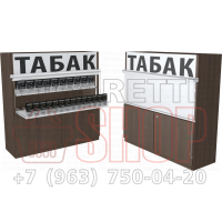 Шкаф с рулонными шторками для табачных упаковок два уровня полки с тумбой для хранения товаров