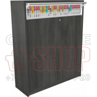 Торговый шкаф с синхронизированными дверями для электронных сигарет с одним уровнем полки и высокой тумбой в открытом состоянии