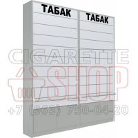 Шкаф тандем для продажи сигарет с десятью уровнями полок с синхронными створками и тумбой