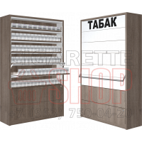 Диспенсер для сигарет с шестью складными дверками с накопительной тумбой с двумя выдвижными ящиками
