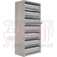 Шкаф диспенсер для сигаретных изделий с синхронными композитными створками в открытом состоянии