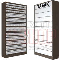 Шкаф для сигаретных изделий с одиннадцатью уровнями полок с синхронными створками