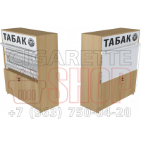 Гравитационный экспозитор для продажи сигарет с подтоварной тумбой с двумя полками