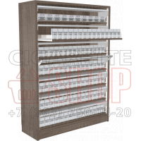 Шкаф для сигаретных изделий с семью синхронными створками