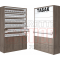 Торговый диспенсер для сигарет с шестью складными дверками с накопительной тумбой с двумя выдвижными ящиками